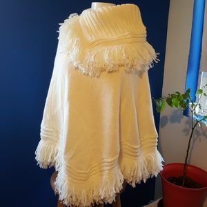 Fringe Sweater Poncho Cape